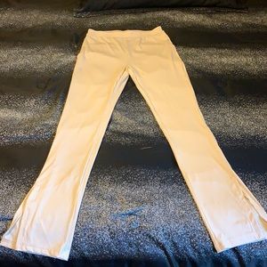Rib knit split hem pants